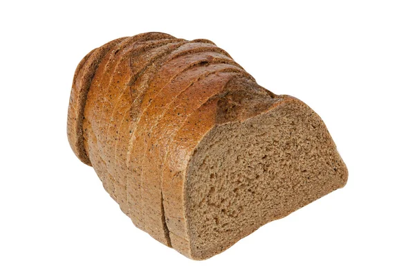 Μαύρο Ψωμί Απομονωμένο Λευκό Φόντο Μισό Ψωμί Σίκαλης Κομμένο Ψωμί — Φωτογραφία Αρχείου