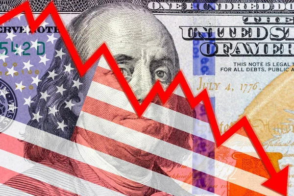Gráfico Queda Fundo Dólar Americano Baixa Tendência Foto Alta Qualidade — Fotografia de Stock