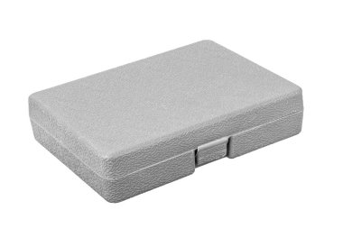 Beyaz arka planda izole edilmiş gri plastik kutu. - Silah çantası. Yüksek kalite fotoğraf