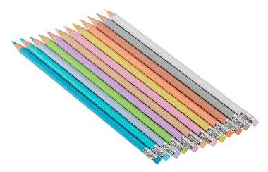 Pastel renkli kalemler. Beyaz arkaplanda izole edilmiş renkli kalemler. - Evet. Yüksek kalite fotoğraf