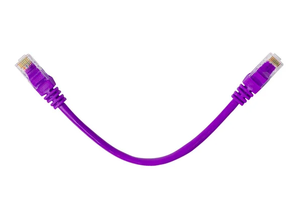 Isoliertes Patchkabel Auf Weißem Hintergrund Langes Ethernet Kabel Für Netzwerkverbindung — Stockfoto