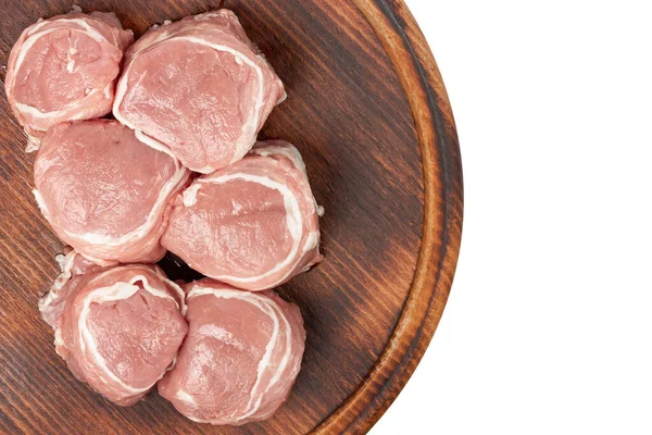 白地に分離された豚肉のメダリオン 高品質の写真 — ストック写真