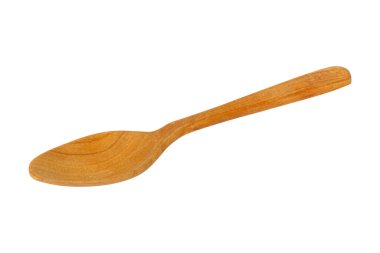 Tahta kaşık beyaz arka planda izole edilmiş. Yakın plan. Yüksek kalite fotoğraf