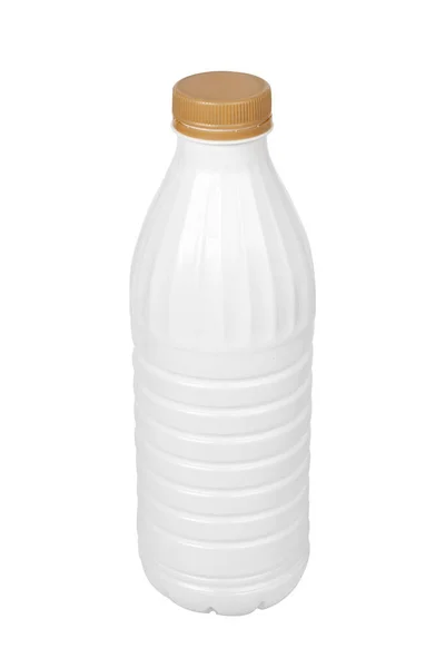 Garrafa Plástico Branco Isolado Fundo Branco Foto Alta Qualidade — Fotografia de Stock