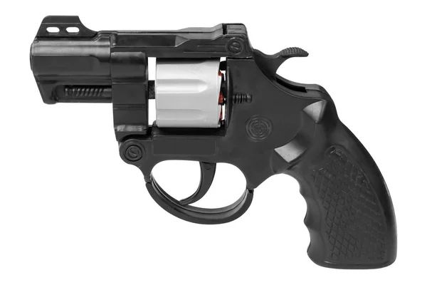 Черный Пластиковый Револьвер Белом Фоне Высокое Качество Фото — стоковое фото