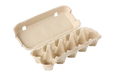 Boş yumurta kutusu beyaz arka planda izole edilmiş. Yüksek kalite fotoğraf