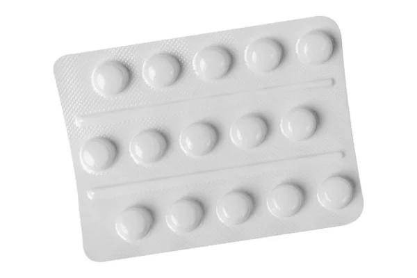 Paczka Tabletek Odizolowanych Białym Tle Wysokiej Jakości Zdjęcie — Zdjęcie stockowe