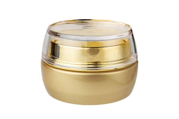 Gouden Pot Crème Geïsoleerd Witte Achtergrond Hoge Kwaliteit Foto — Stockfoto