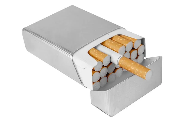 在白色背景下隔离的香烟包 高质量的照片 — 图库照片