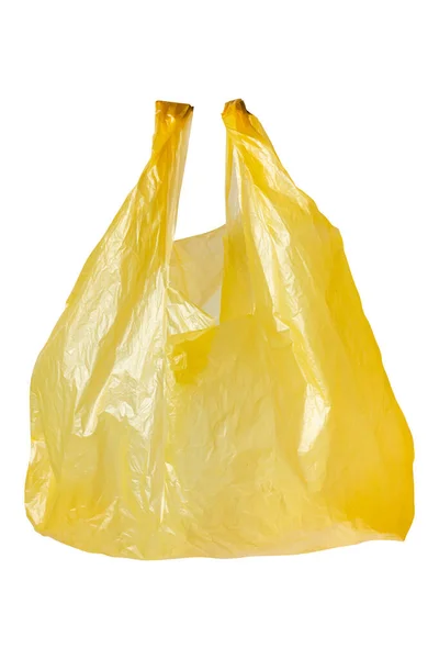 Plastiktüte Isoliert Auf Weißem Hintergrund Gelber Zellophanbeutel Hochwertiges Foto — Stockfoto