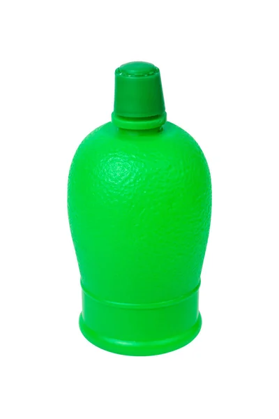 Bottiglia Plastica Forma Calce Isolato Uno Sfondo Bianco Foto Alta — Foto Stock