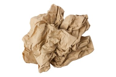 Buruşmuş kağıt beyaz arka planda izole edilmiş. Yüksek kalite fotoğraf