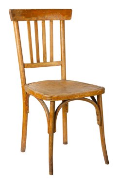 Antika ahşap bir sandalye. Beyaz bir arka planda izole edilmiş. Yüksek kalite fotoğraf