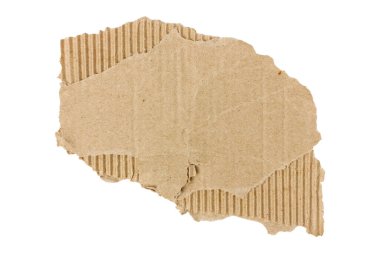 Torn corrugated cardboard isolated on white background. High quality photo clipart