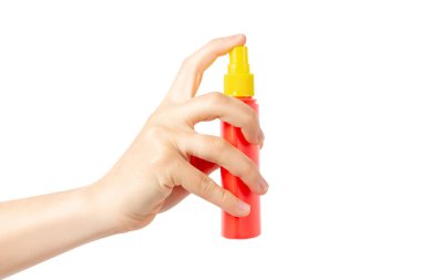 Turuncu kozmetik şişesi ve sprey. Yüksek kalite fotoğraf