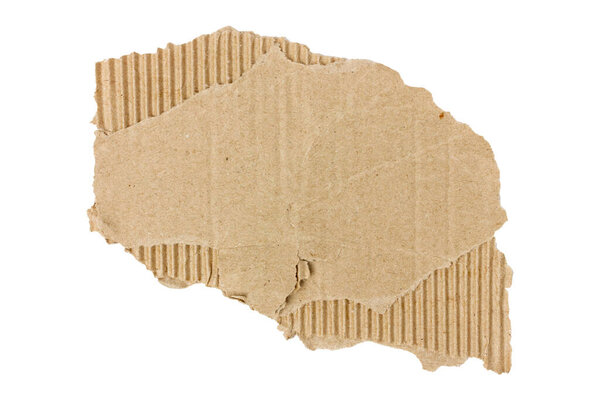 Порванный гофрированный картон изолирован на белом фоне. Высокое качество фото