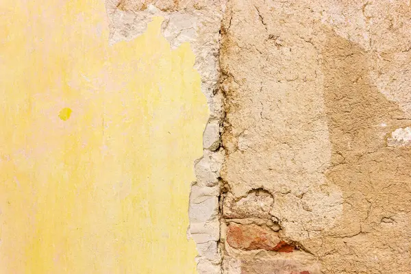 Zerstörte Ziegelmauer Kollabierter Gips Hochwertiges Foto Stockbild