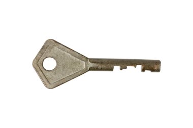 Beyaz arka planda izole edilmiş klasik metal anahtar. Çeşitli yaratıcı ihtiyaçlar için uygun
