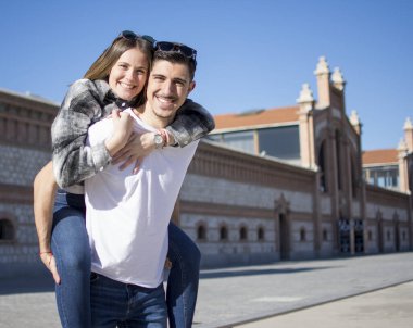 A portrait of happy couple having fun outdoors
