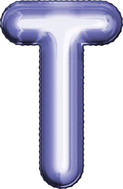 Parlak balon yazı tipi harf t çok peri rengi