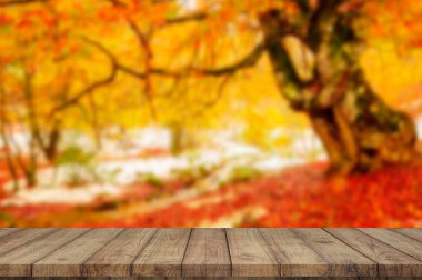 Boş ahşap masa. Geçmişi. ürün gösterimi için