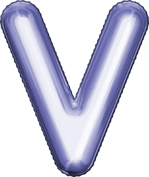 Parlak balon yazı tipi V harfi çok peri rengi