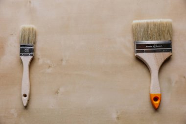 Boya seti, iki ayrı fırça, kaba ve iyi. Kopyalama alanı