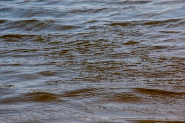 Dinyeper Nehri 'nin dalgalı su yüzeyinin arka planı. Küçük dalgalı su.