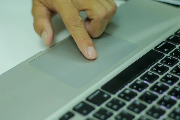 Single Finger Laptop Pad Closeup Shot — Stock Photo, Image