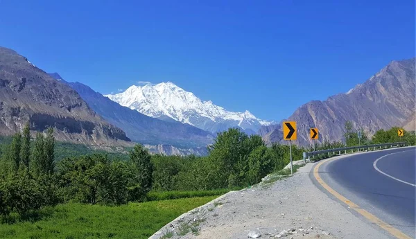 Impresionante Vista Del Monte Rakaposhi Cubierto Nieve Karakoram Highway Norte — Foto de Stock