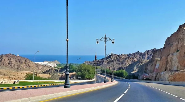 Paysage Longue Route Vers Mutrah Corniche Oman — Photo
