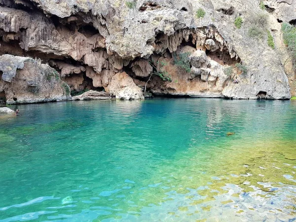 Clear Turquoise Water Sahalnoot Spring Salalah Oman — Photo