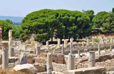  A scenery of historical ancient city ruins of Roman Empire, Ephesus (Efes). Turkiye.