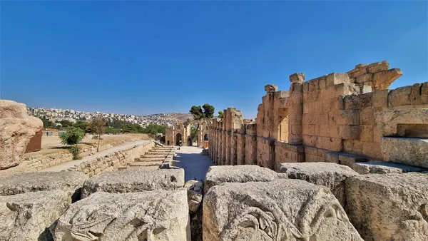 Une Vue Sur Ville Des Ruines Ancienne Rome Jerash Jordanie — Photo
