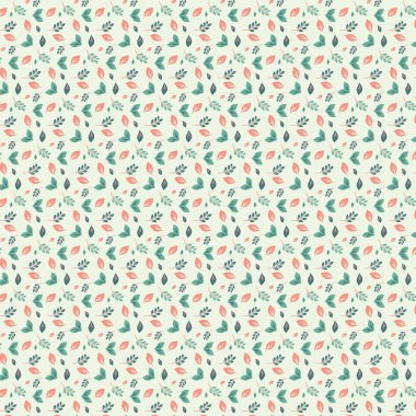 Yaprakları ve çiçekleri olan kusursuz çiçek deseni. Vektör illüstrasyonu.