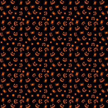 Kabaklar siyah bir arka plan ile Seamless Cadılar Bayramı modeli.