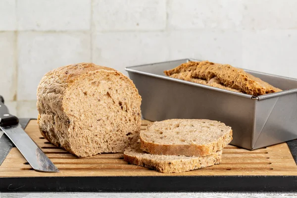 Домашний Неотъемлемый Хлеб Цельного Зерна Концепция Здоровой Пищи — стоковое фото
