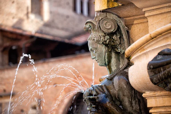 Prvek Monumentální Fontány Neptun Boloni Piazza Maggiore Socha Kojícího Nereida — Stock fotografie