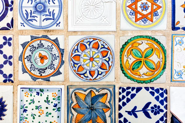 Beautiful Italian Maiolica Background Tin Glazed Tiles Decorated Colours White — Stock Photo, Image