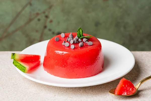Sicilian Summer Dessert Gelo Melone Italy Jellied Watermelon Pudding Made — Stock Photo, Image