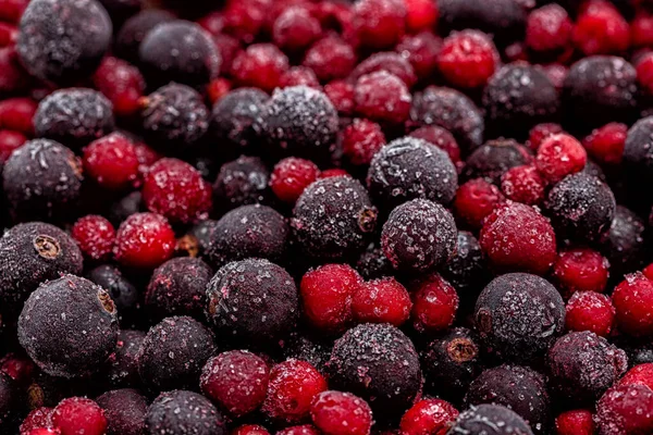 Frozen Wild Berries Fruits Blackcurrants Cranberry Close Stock Picture