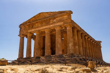 Temple of Concordia, The Valley of the Temples in Agrigento, archaeological heritage. Hellenic Doric architecture in Sicily, Italy, famous tourist place, no people. August 2023. clipart