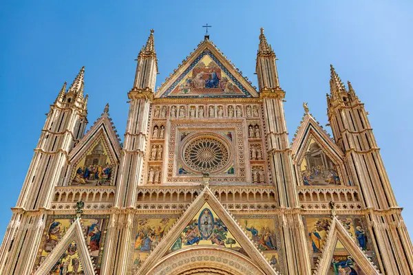 Facade Orvieto Cathedral Duomo Orvieto Umbria Italy Golden Frontage Which — Stock Photo, Image