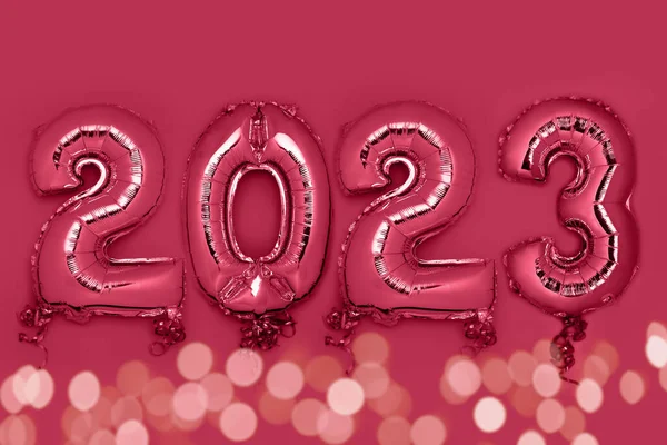Balloon Bunting Celebration New Year 2023 Made Silver Number Balloons — Stock Photo, Image