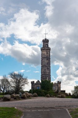 Bir görünümünü Nelson anıt Calton Hill, Edinburgh, İskoçya