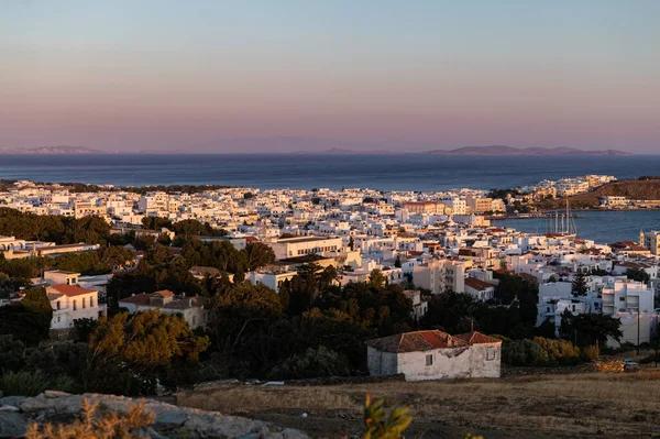 View City Tinos Hill Sunset City Centre Streets Village Tinos — 图库照片