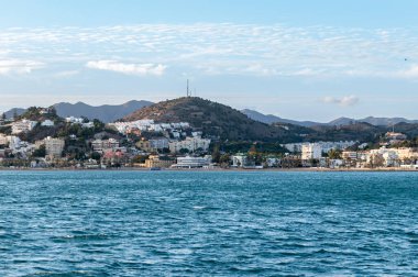 Coast Line near Malaga, Costa del Sol, Spain shoot from the boat during sunset. Beautiful Alboran Sea clipart