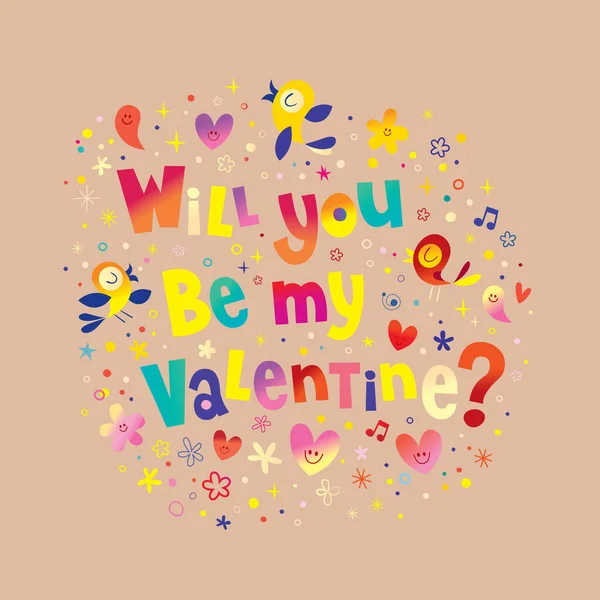 Будешь Моей Валентинкой Открытки День Святого Валентина Уникальной Надписью — стоковый вектор