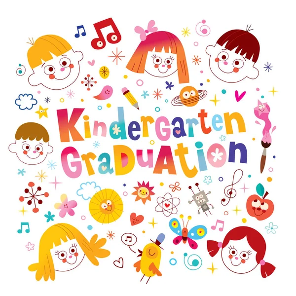 Kindergarten Abschlussdesign Mit Einzigartigem Schriftzug — Stockvektor