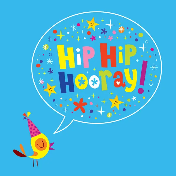 Hip Hip Hooray Design Exclusivo Lettering Celebração Aniversário —  Vetores de Stock